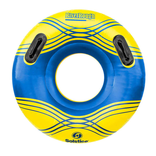 Solstice Watersports 42" River Rough Tube with handles and vibrant blue-yellow design for river use