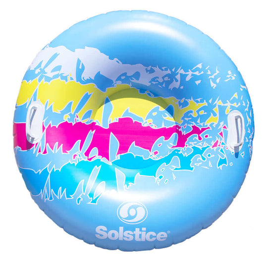 Solstice Watersports 48" all-season sport tube with colorful design and grab handles.