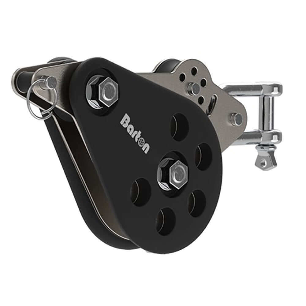 Barton Marine SkyLock 400 with stainless steel side plates and black cover, part of SkyDock system.