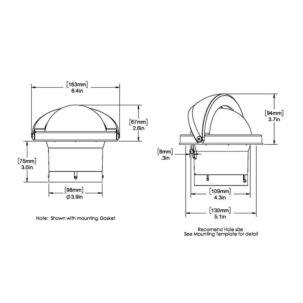 Technical diagram of Ritchie SS-2000 SuperSport Compass showing dimensions and mounting details.