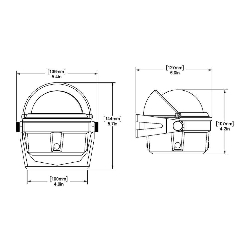 Technical drawing of Ritchie B-80 Voyager Compass, showcasing dimensions and bracket mount details.