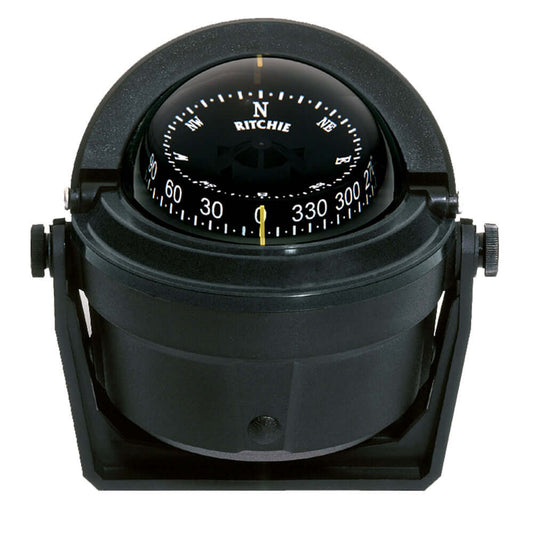 Ritchie B-81 Voyager black compass with bracket mount and green illumination