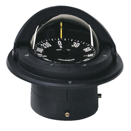 Ritchie F-82 Voyager Compass, Flush Mount, Night Illumination, Black, with PowerDamp Flat Dial