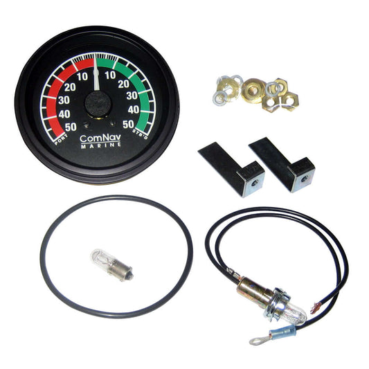 SI-TEX SRA-1 Rudder Indicator components with gauge, wiring, and hardware for marine use.