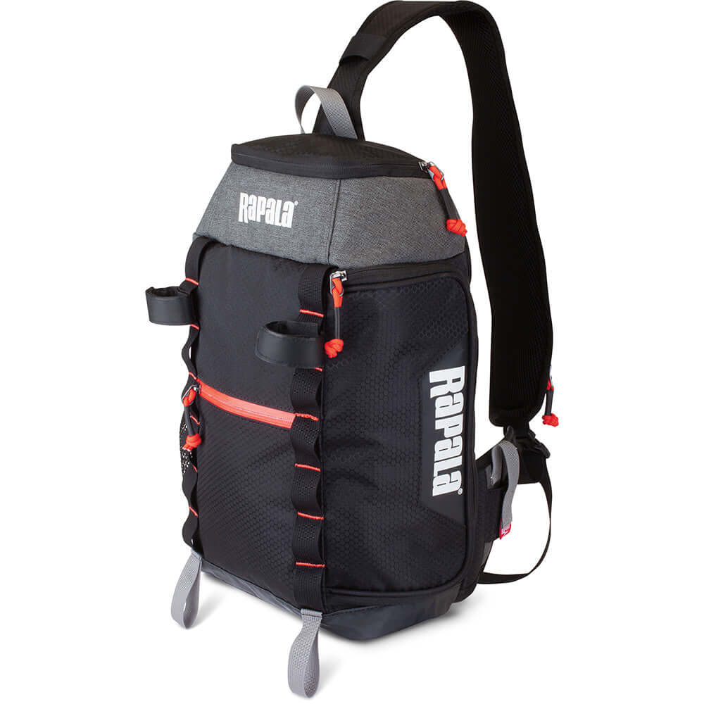 Rapala Venture 8 Sling Pack for anglers, featuring storage for fishing lures and accessories.