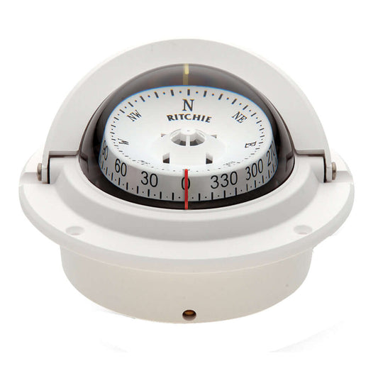 Ritchie F-83W Voyager Compass with flush mount, 3-inch dial, and green night illumination.