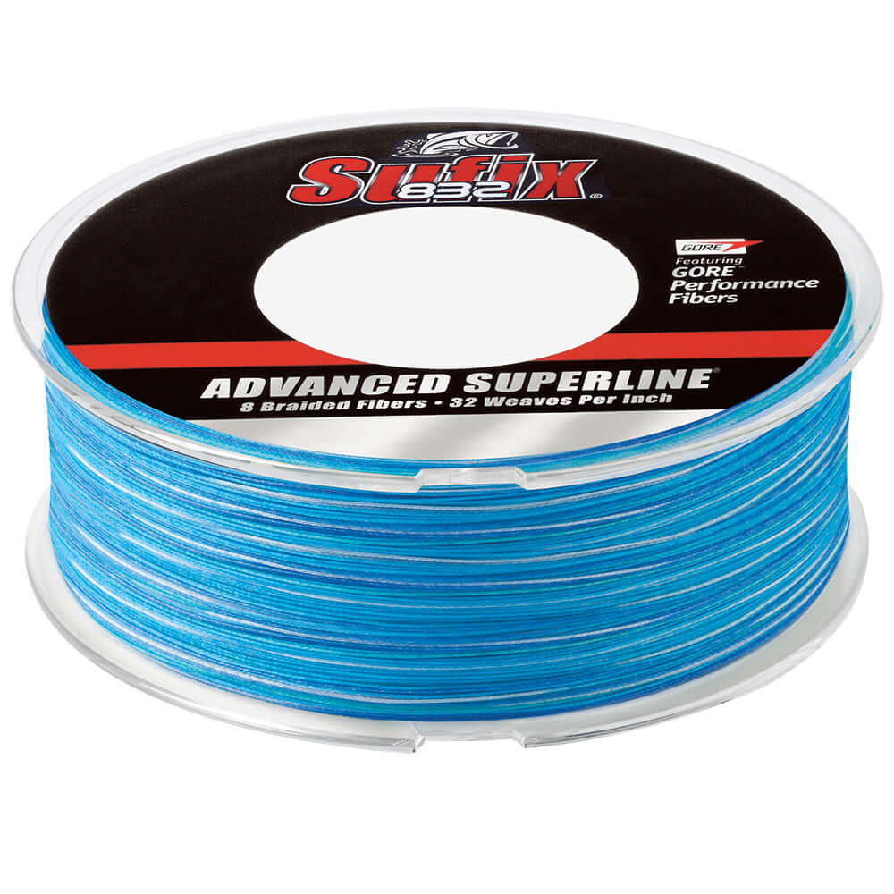 Sufix 832 Braid Coastal Camo 50lb fishing line spool, 600 yards, with advanced superline technology.