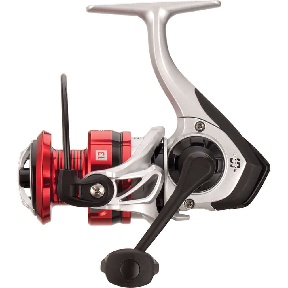 13 Fishing Source F Spinning Reel with red and silver design, lightweight and smooth, model SORF-5.2-3.0-CP.