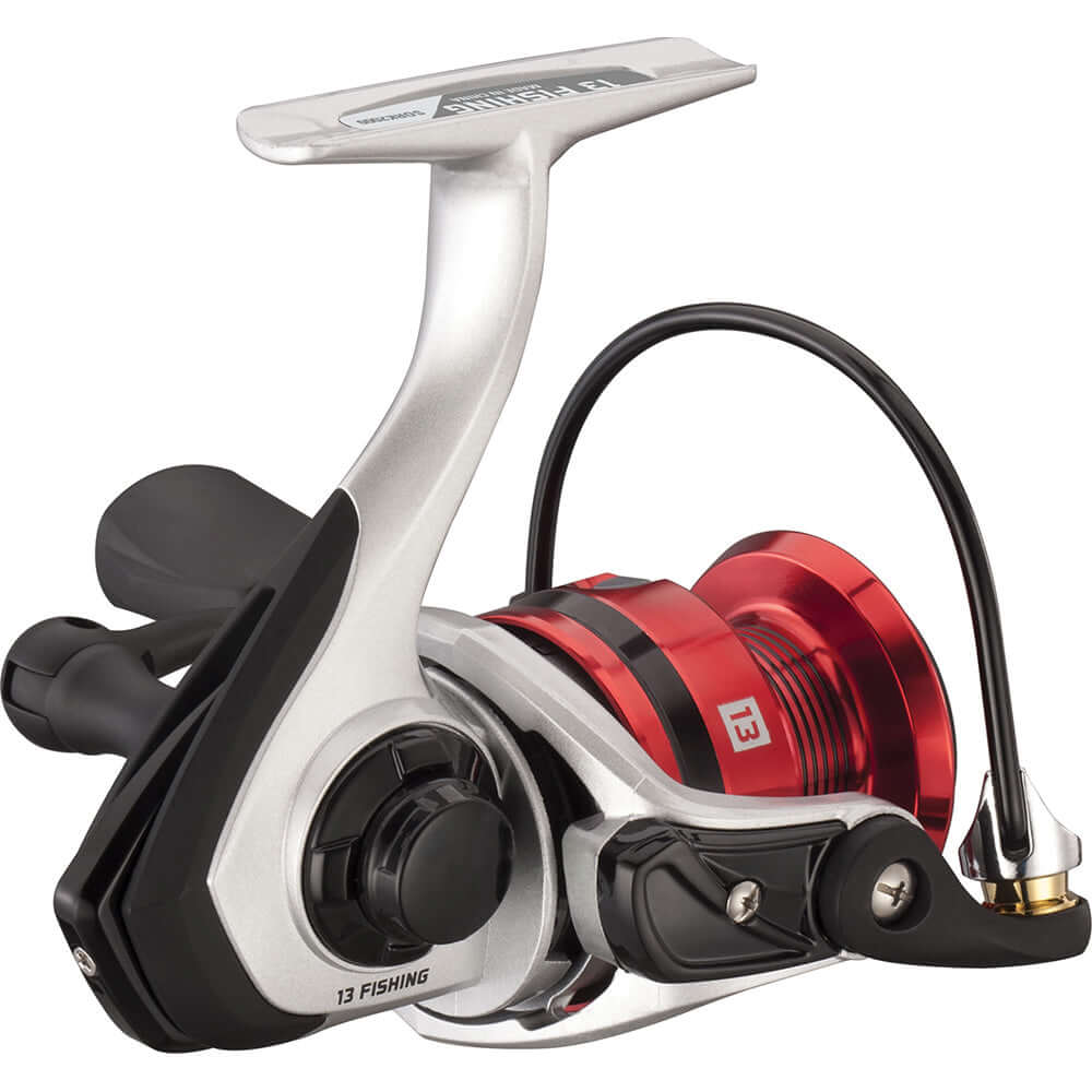 13 Fishing Source F Spinning Reel with HTS Frame and Rotor, red and black design, model SORF-5.2-3.0-CP.