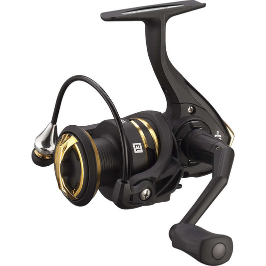 13 Fishing Source R Spinning Reel with HTS components, ported aluminum spool, and soft touch handle knob.