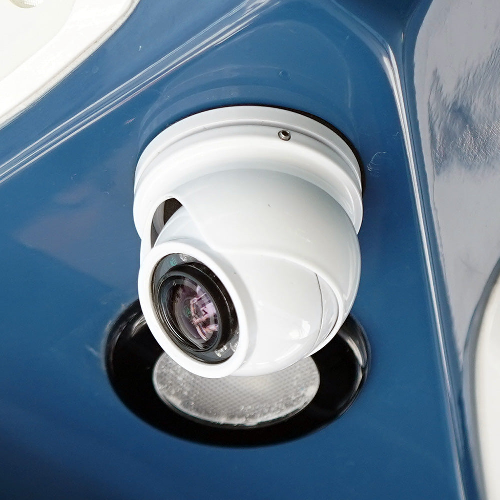 Furuno FIP-460 IP Camera mounted on a marine surface, showcasing its rotatable design and lens.