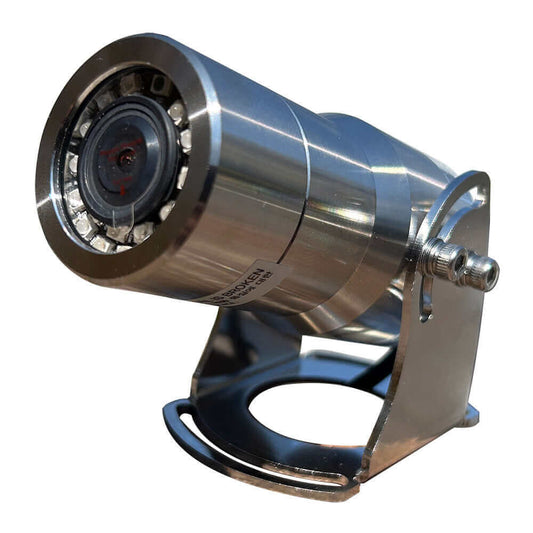 316 stainless steel marine camera with infrared LEDs and wide-angle lens in a compact design