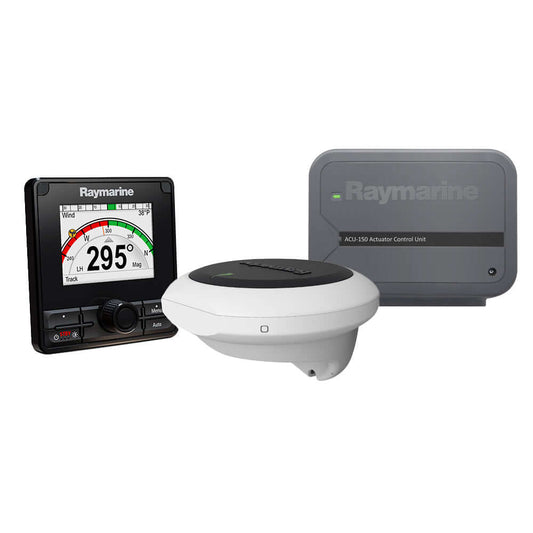 Raymarine EV-150 Evolution Core Pack with p70Rs controller, EV1 Sensor Core, and ACU150 Actuator Control Unit.