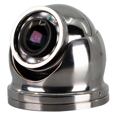 Stainless steel Iris 3MP IP mini dome camera with 2MP resolution and 160-degree field of view.