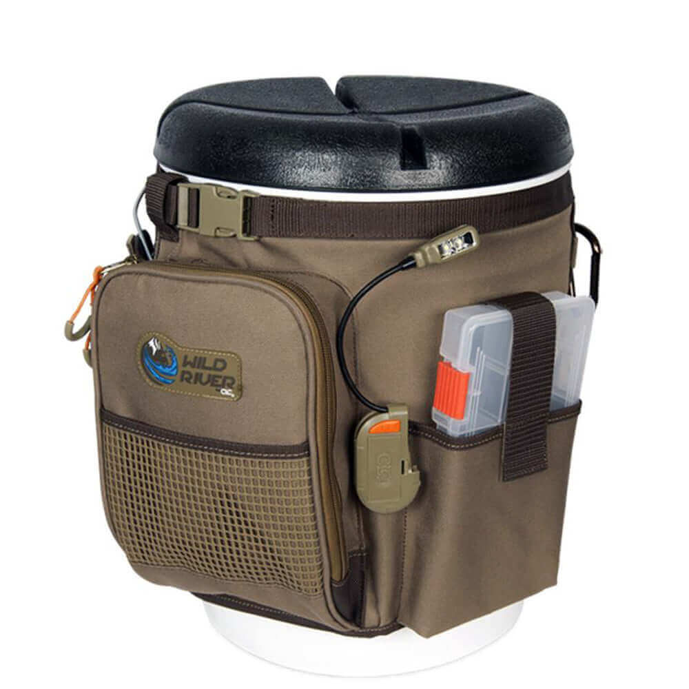 Wild River RIGGER 5 Gallon Bucket Organizer w/Lights, Plier Holder & Lanyard, 2 PT3500 Trays & Bucket w/Seat [WT3507] - wetsquad