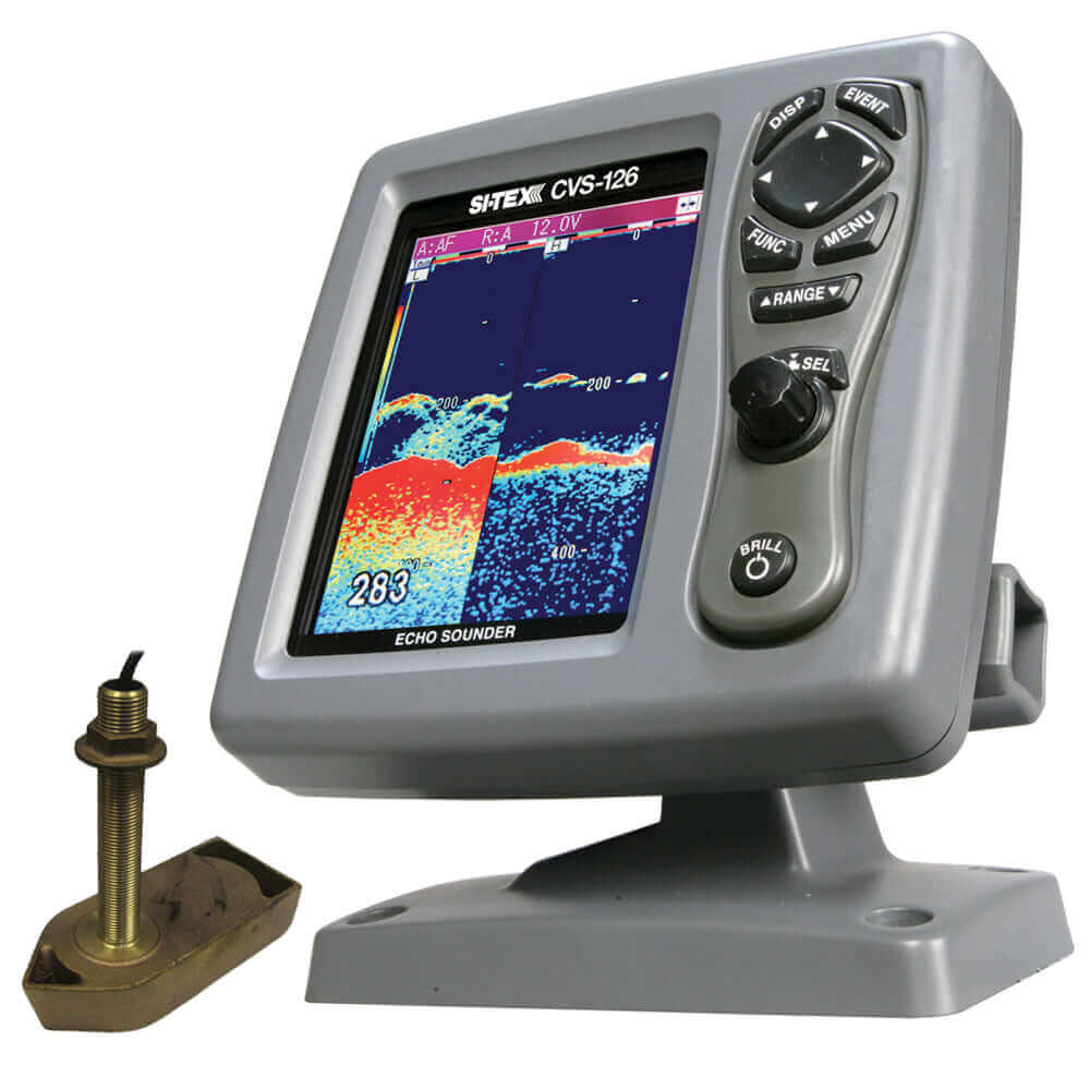 SI-TEX CVS-126 Dual Frequency Color Echo Sounder w/600kW Thru-Hull Tranducer 307/50/200T-CX [CVS-1266TH] - wetsquad