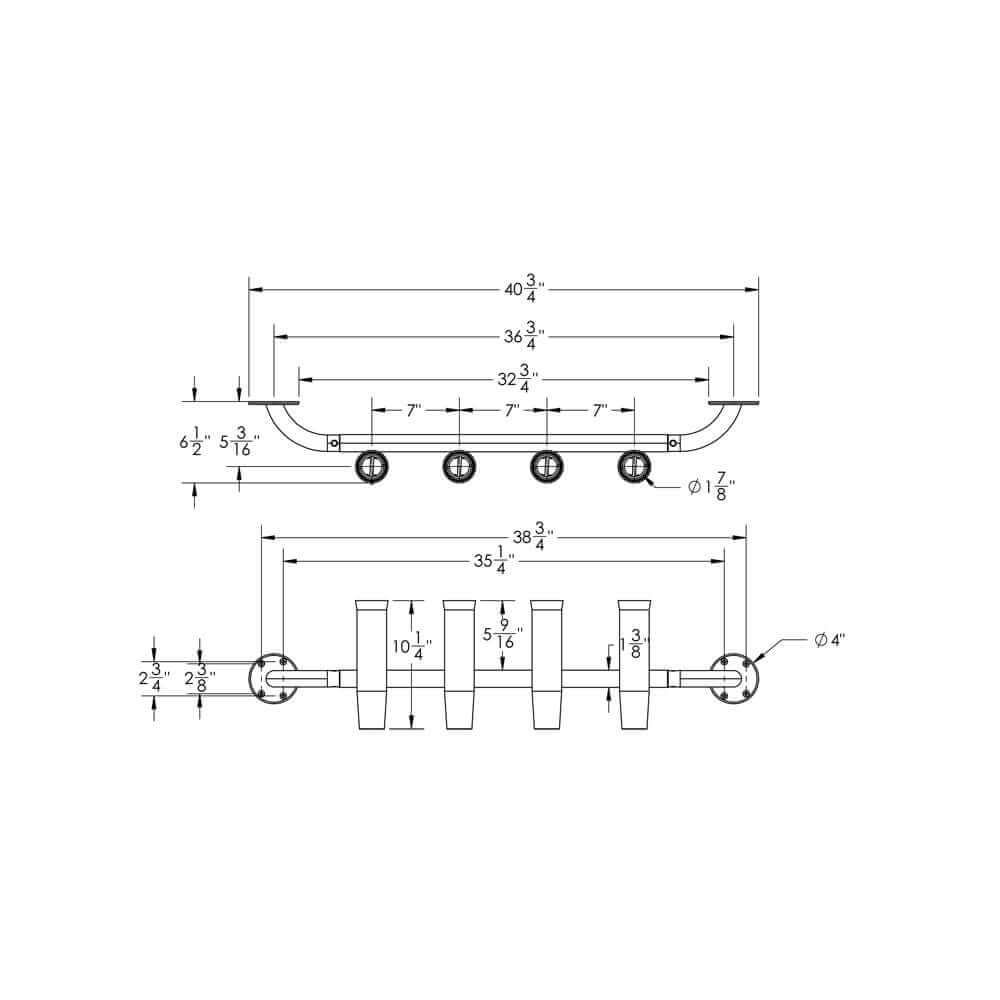 TACO 4-Rod Transom Mount Rod Rack [F31-3504BSA-1] - wetsquad