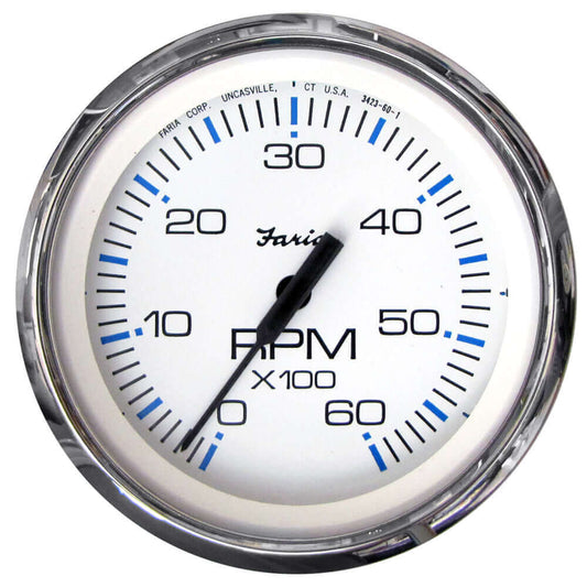 Faria Chesapeake White SS 4" Tachometer - 6000 RPM (Gas) (Inboard  I/O) [33807] - wetsquad