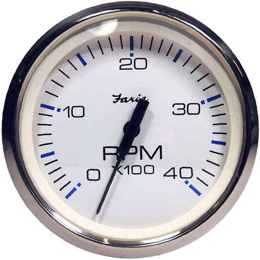 Faria Chesapeake White SS 4" Tachometer - 4000 RPM (Diesel) (Magnetic Pick-Up) [33818] - wetsquad