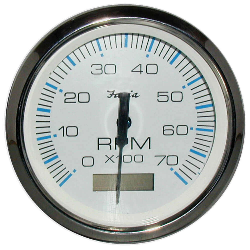 Faria Chesapeake White SS 4" Tachometer w/Hourmeter - 7000 RPM (Gas) (Outboard) [33840] - wetsquad