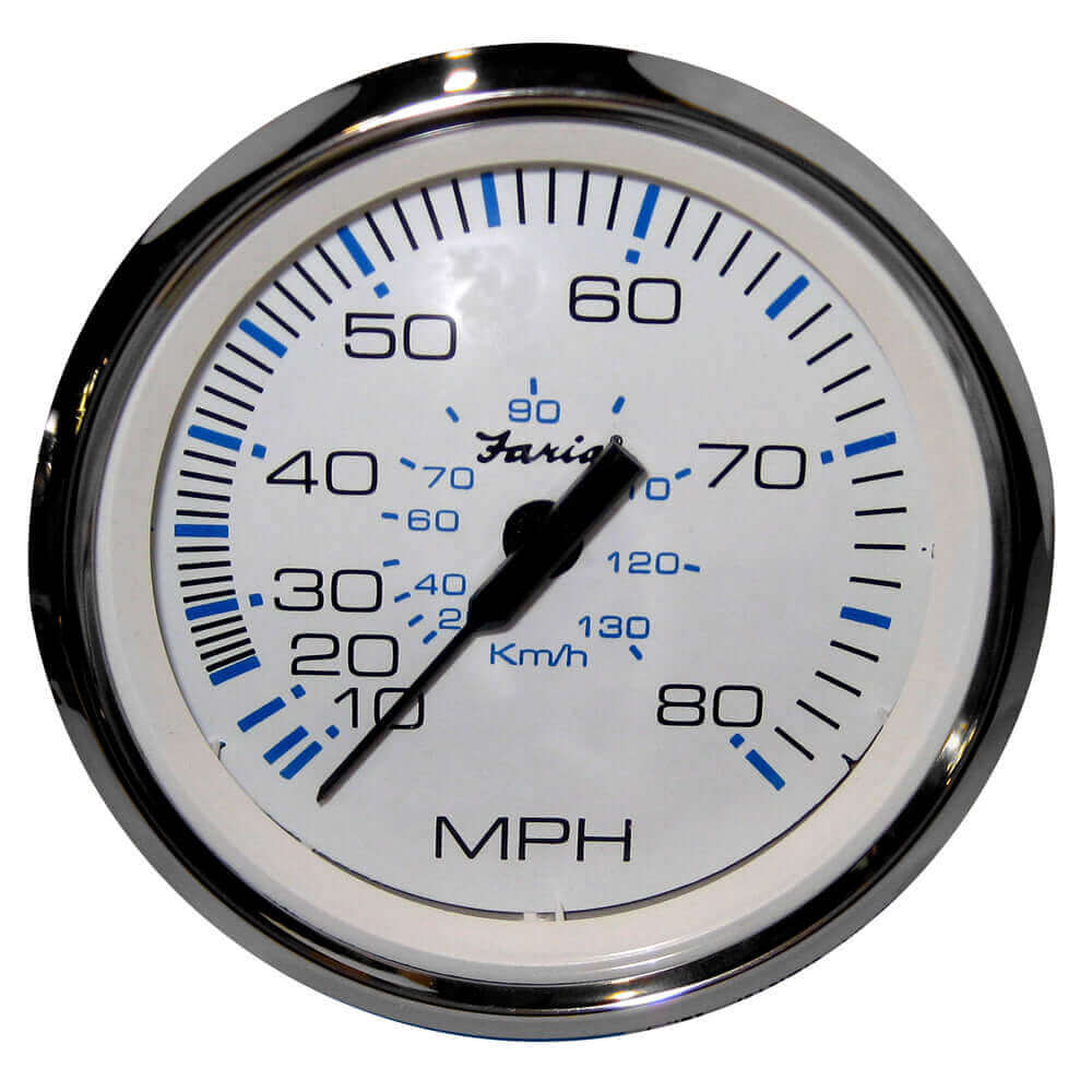 Faria Chesapeake White SS 4" Speedometer - 80MPH (Pitot) [33819] - wetsquad