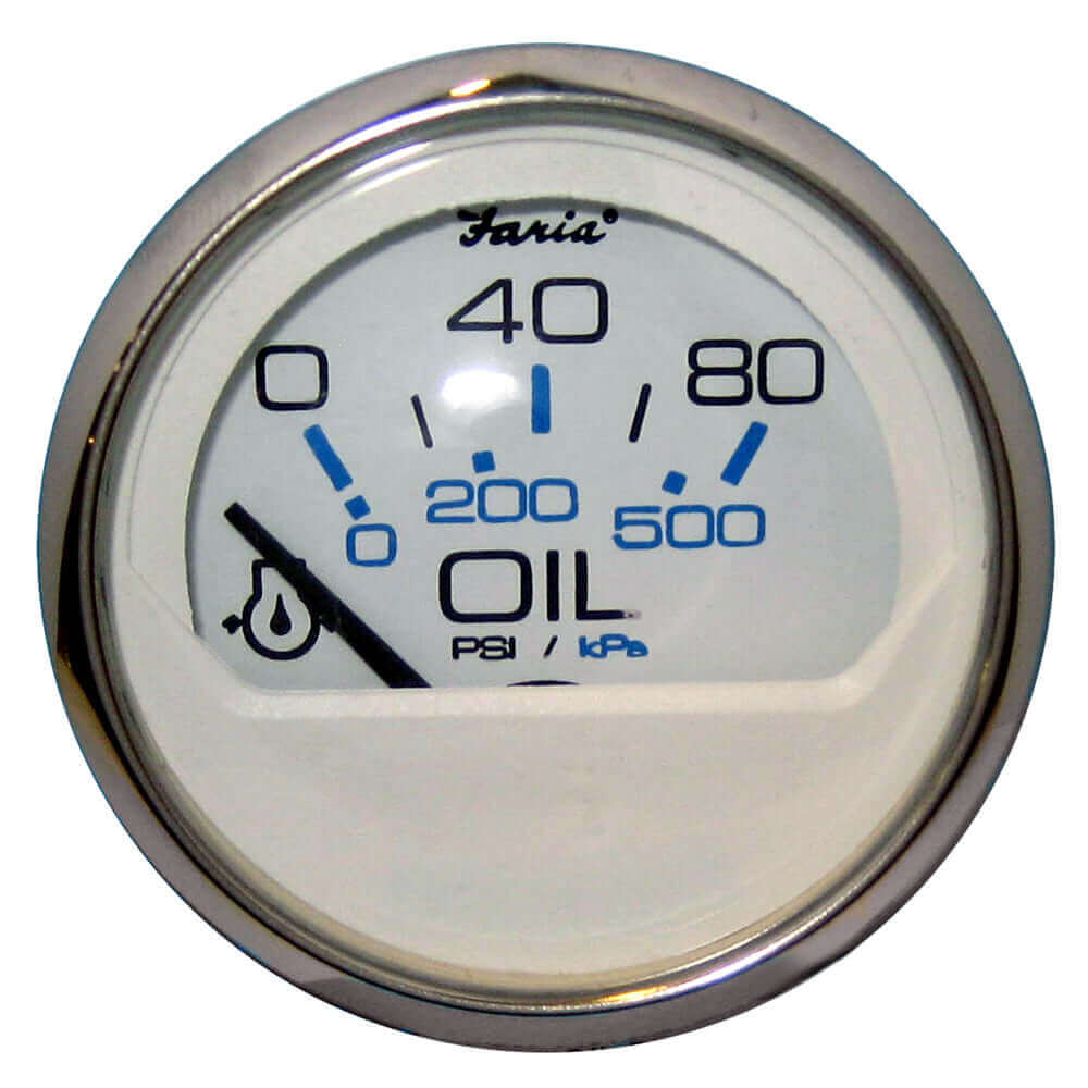 Faria Chesapeake White SS 2" Oil Pressure Gauge (80 PSI) [13802] - wetsquad