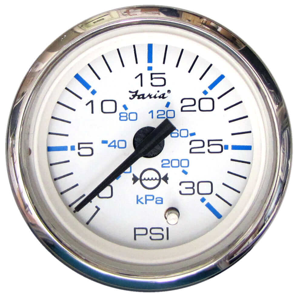 Faria Chesapeake White SS 2" Water Pressure Gauge (30 PSI) [13812] - wetsquad