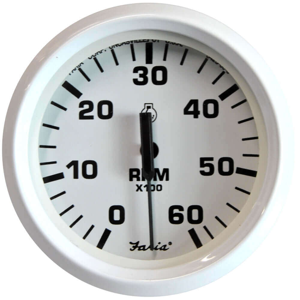 Faria Dress White 4" Tachometer - 6000 RPM (Gas) (Inboard  I/O) [33103] - wetsquad