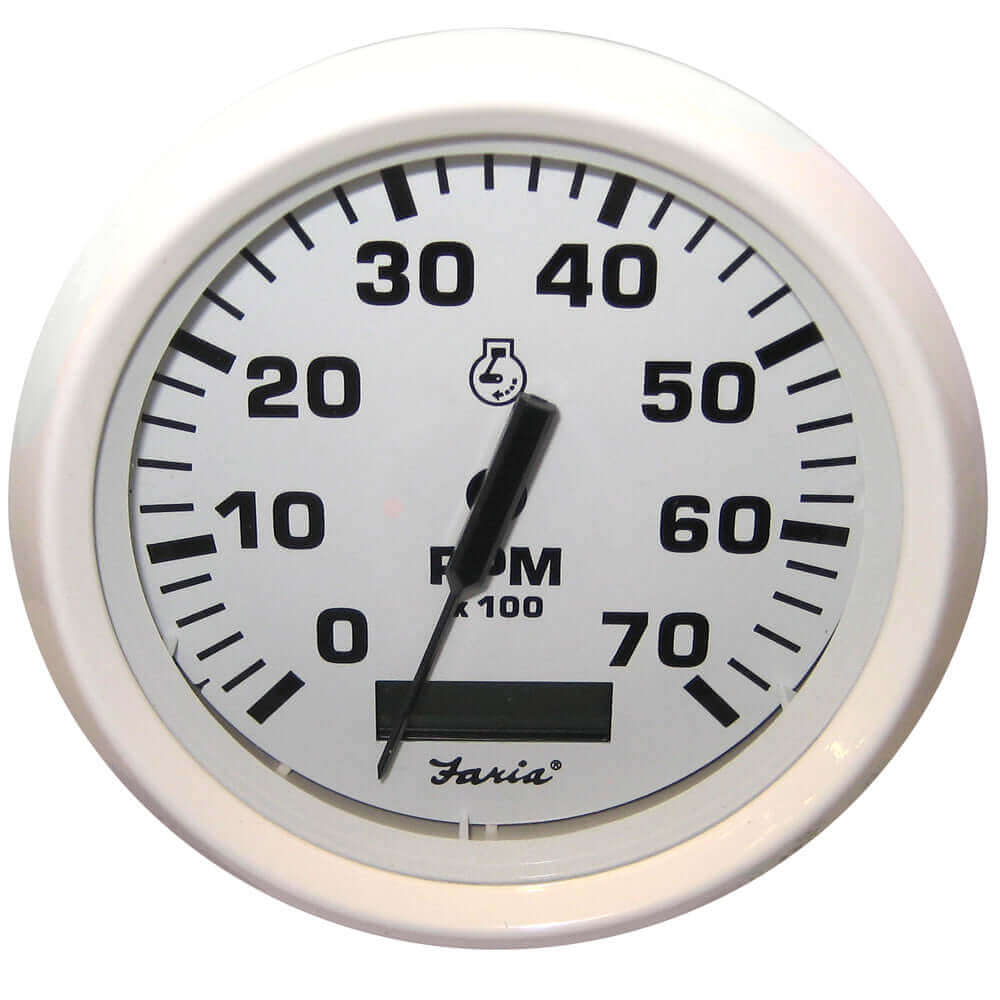 Faria Dress White 4" Tachometer w/Hourmeter - 7000 RPM (Gas) (Outboard) [33140] - wetsquad