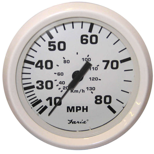 Faria Dress White 4" Speedometer - 80MPH (Pitot) [33113] - wetsquad