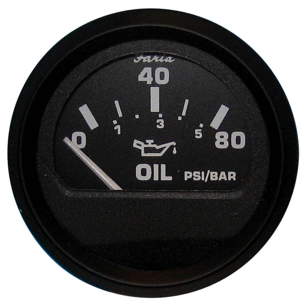 Faria Euro Black 2" Oil Pressure Gauge (80 PSI) [12803] - wetsquad