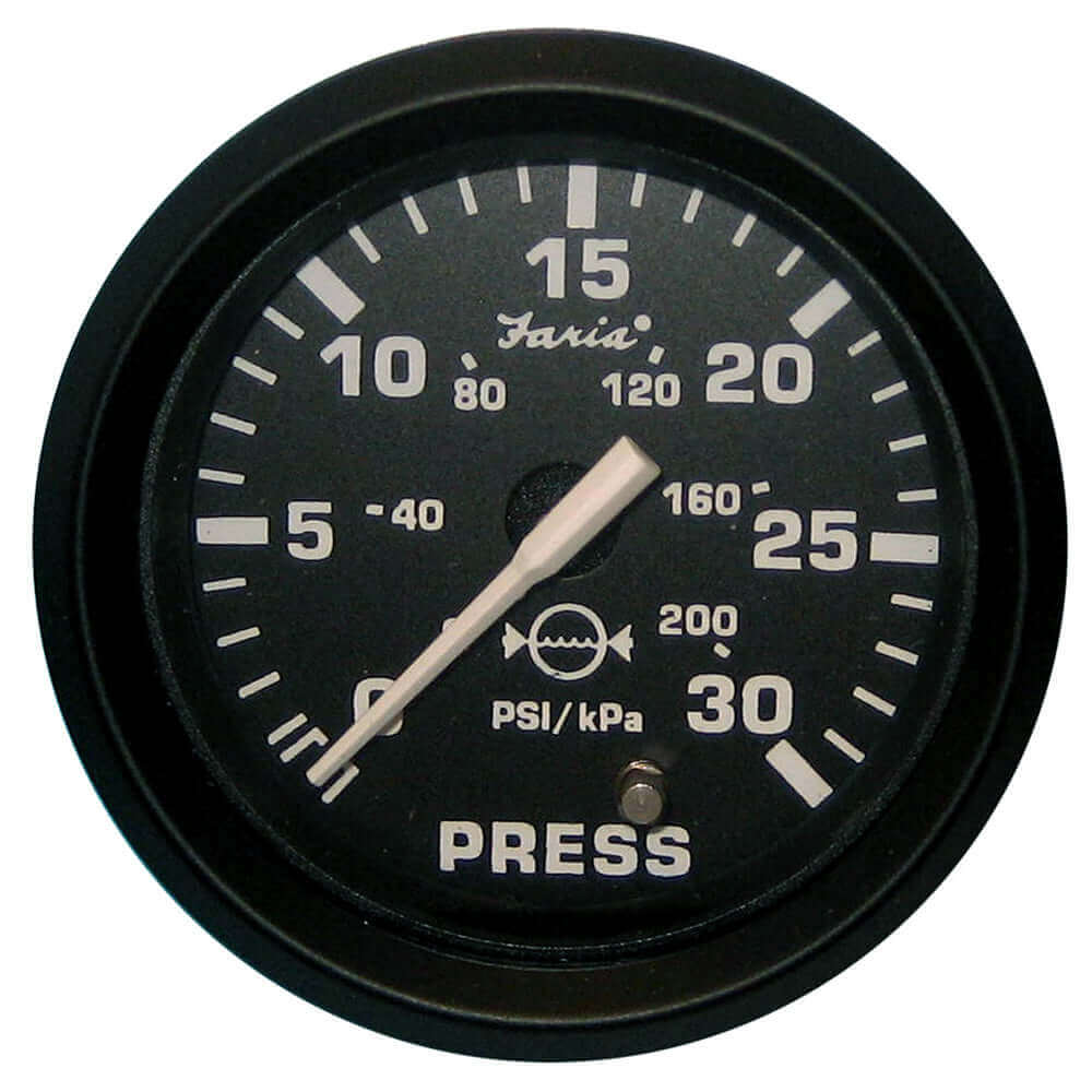 Faria Euro Black 2" Water Pressure Gauge (30 PSI) [12810] - wetsquad