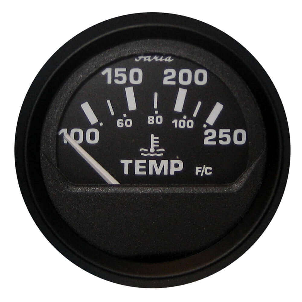 Faria Euro Black 2" Water Temperature Gauge (100-250 DegreeF) [12812] - wetsquad