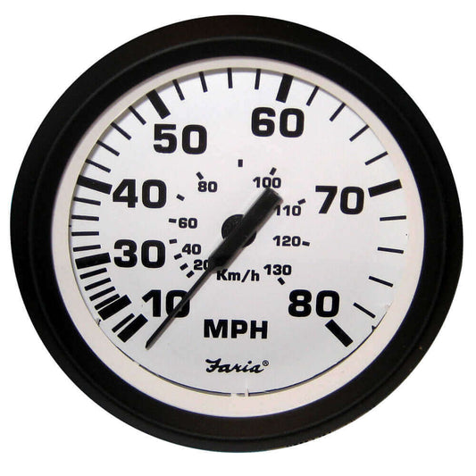 Faria Euro White 4" Speedometer - 80MPH (Pitot) [32910] - wetsquad