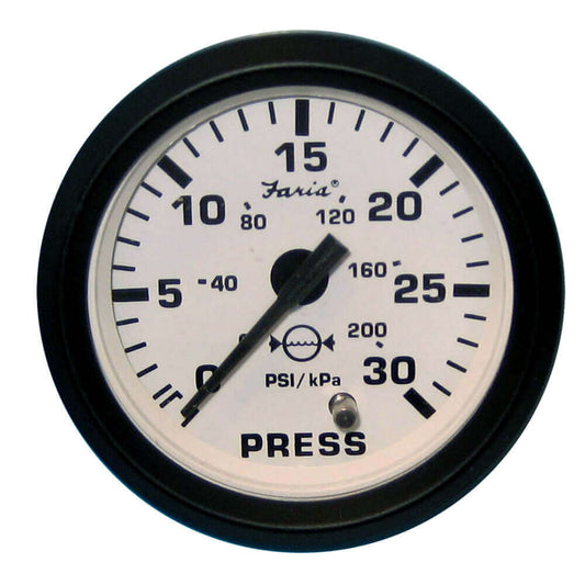 Faria Euro White 2" Water Pressure Gauge (30 PSI) [12903] - wetsquad