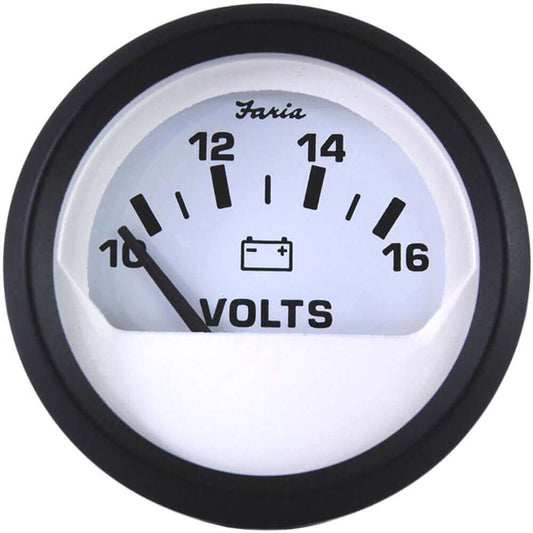 Faria Euro White 2" Voltmeter (10-16 VDC) [12911] - wetsquad