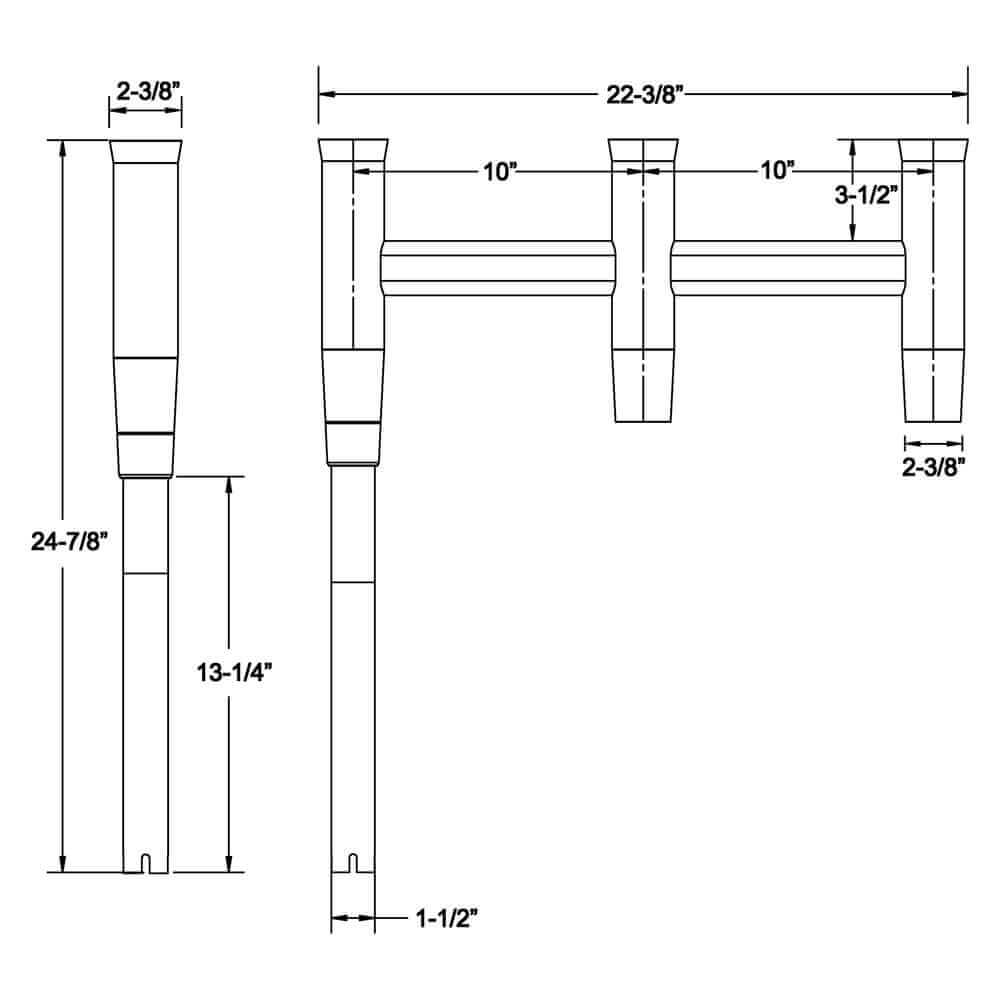 TACO Deluxe Trident Rod Holder Cluster Offset [F31-0781BXY-1] - wetsquad