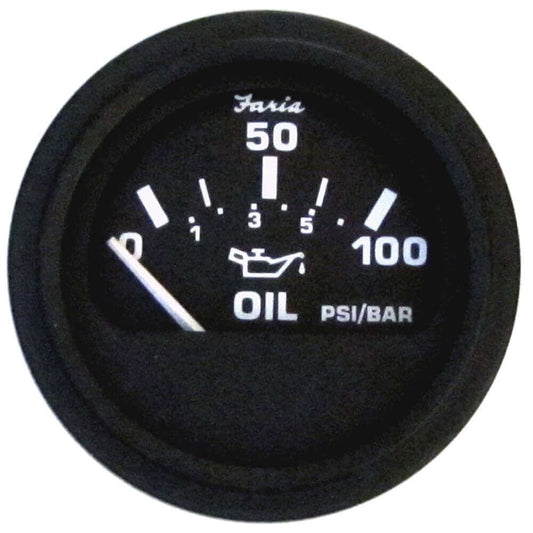 Faria Euro Black 2" Oil Pressure Gauge (100 PSI) [12845] - wetsquad