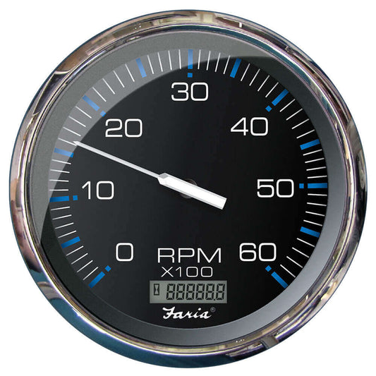 Faria Chesapeake Black 5" Tachometer w/Digital Hourmeter - 6000 RPM (Gas) (Inboard) [33763] - wetsquad