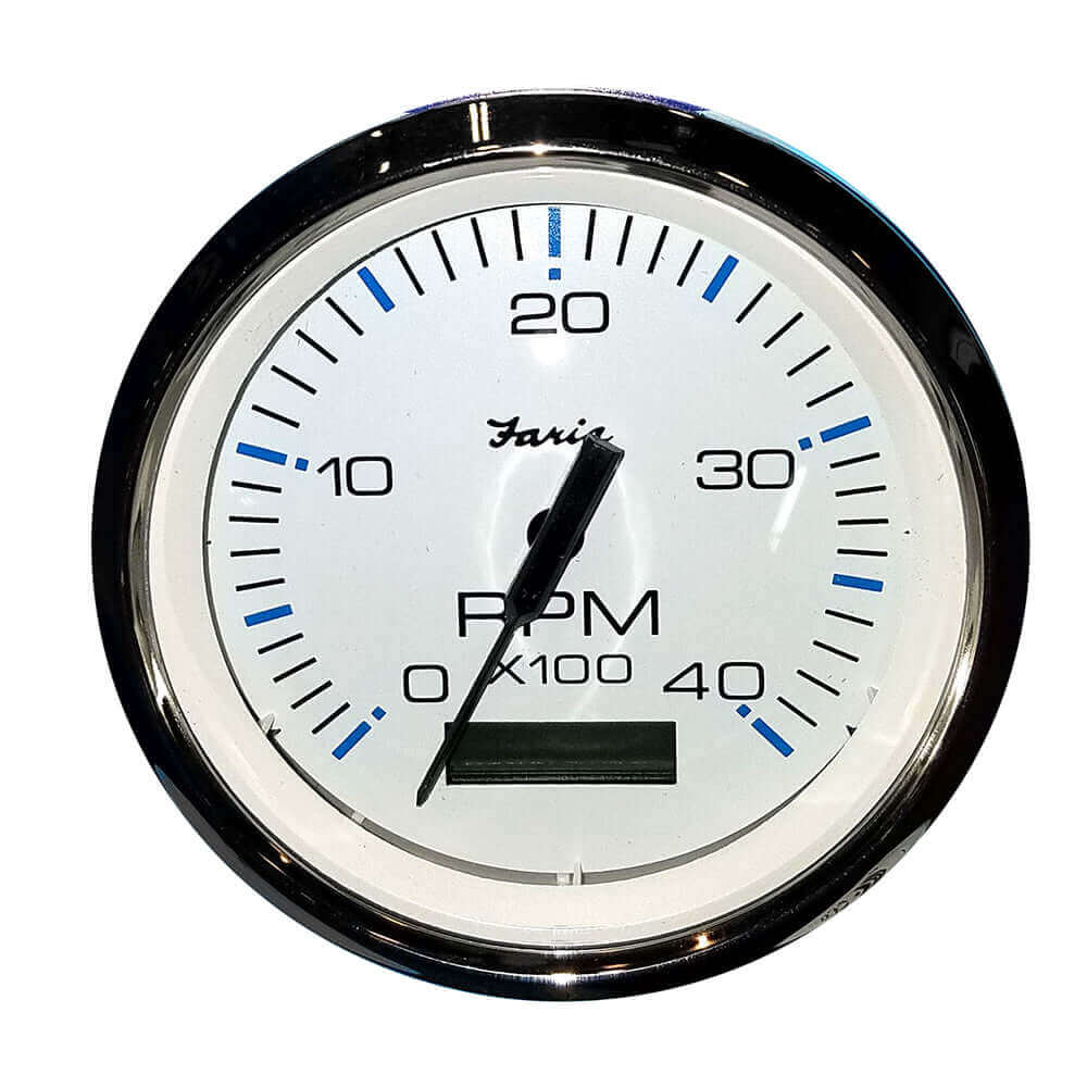 Faria Chesapeake White SS 4" Tachometer w/Hourmeter (4000 RPM) (Diesel) (Mech. Takeoff  Var. Ratio Alt) [33834] - wetsquad