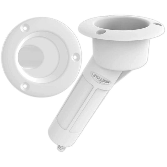 Mate Series Plastic 30 Rod  Cup Holder - Drain - Round Top - White [P1030DW] - wetsquad