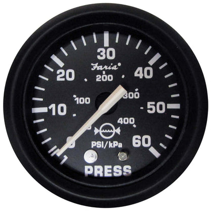 Faria Euro Black 2" Water Pressure Gauge (60 PSI) [12875] - wetsquad