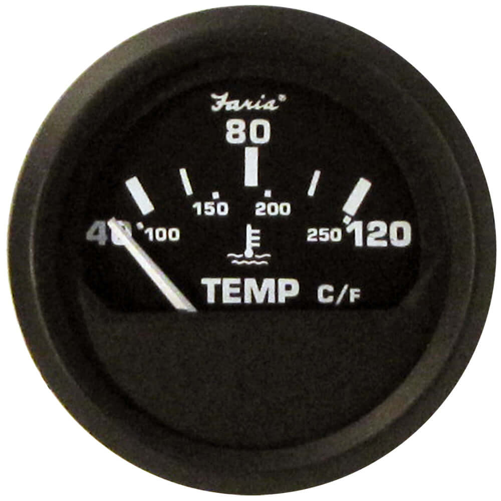 Faria Euro Black 2" Water Temperature Gauge - Metric (40 to 120 C) [12814] - wetsquad