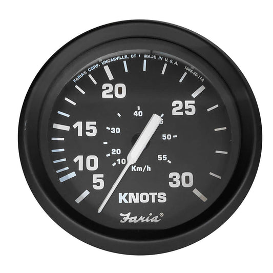 Faria Euro Black 4" Speedometer - 30 Knot (Pitot) [32809] - wetsquad