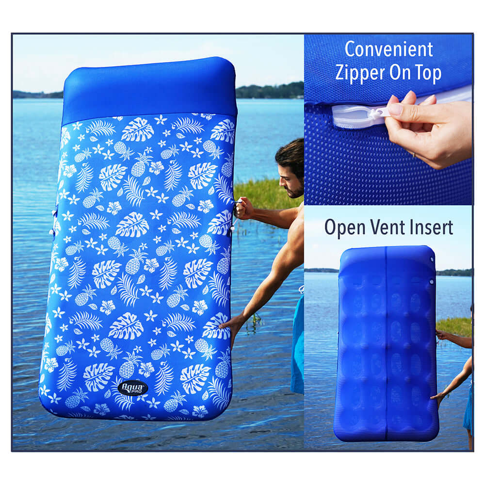 Floats - Aqua Leisure Supreme Oversized Controued Lounge Hibiscus Pineapple Royal Blue W/Docking Attachment [APL19977]