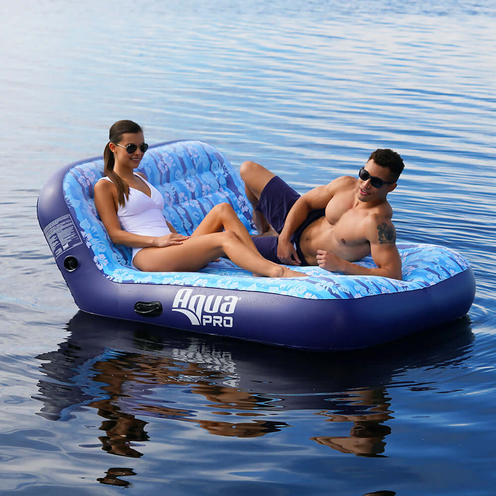 Floats - Aqua Leisure Ultra Cushioned Comfort Lounge Hawaiian Wave Print - 2-Person [APL17011S2]