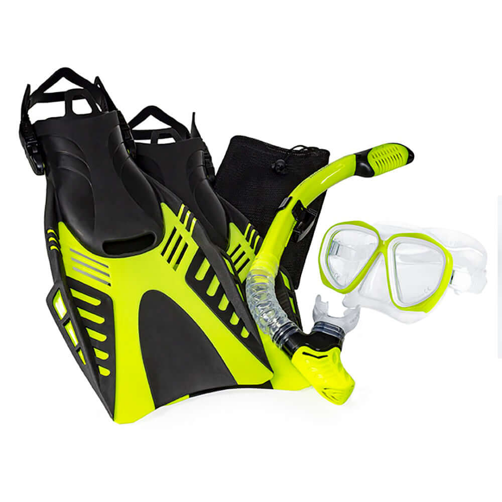 Accessories - Aqua Leisure Dyna Adult 5-Piece Dive Set - Adult Size M/L Mens 4.5-8.5/Ladies 5.5-9.5 [DPX18230S3M]