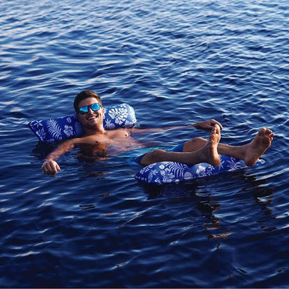 Floats - Aqua Leisure 4-In-1 Monterey Hammock Supreme XL 53" X 31.5" - Hibiscus Pineapple Royal Blue [APL18904S2]