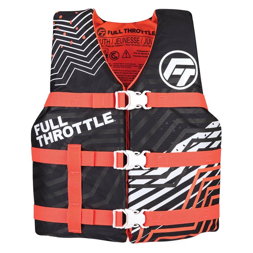 Life Vests - Full Throttle Youth Nylon Life Jacket - Pink/Black [112200-105-002-22]