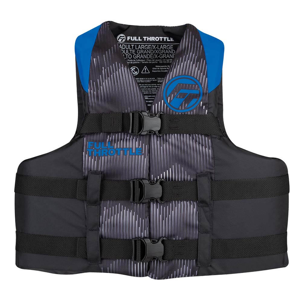 Life Vests - Full Throttle Adult Nylon Life Jacket - L/XL - Blue/Black [112200-500-050-22]